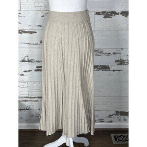 MODERN CITIZEN Pleated Knit Pull On Midi-Skirt Beige Sz S EUC